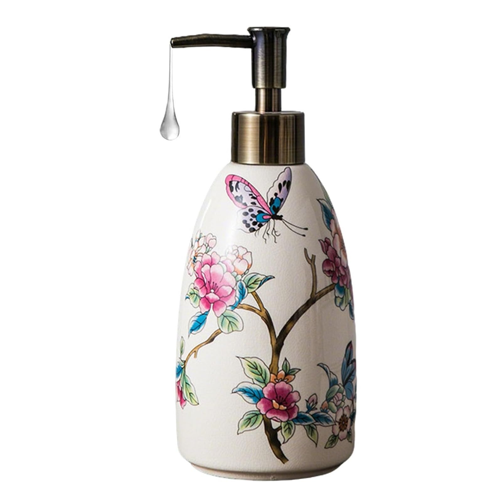 Yofab B Countertop Soap Dispenser Flowers Lotion Hand And Dish With Removable Pump Vintage Athroom Decor