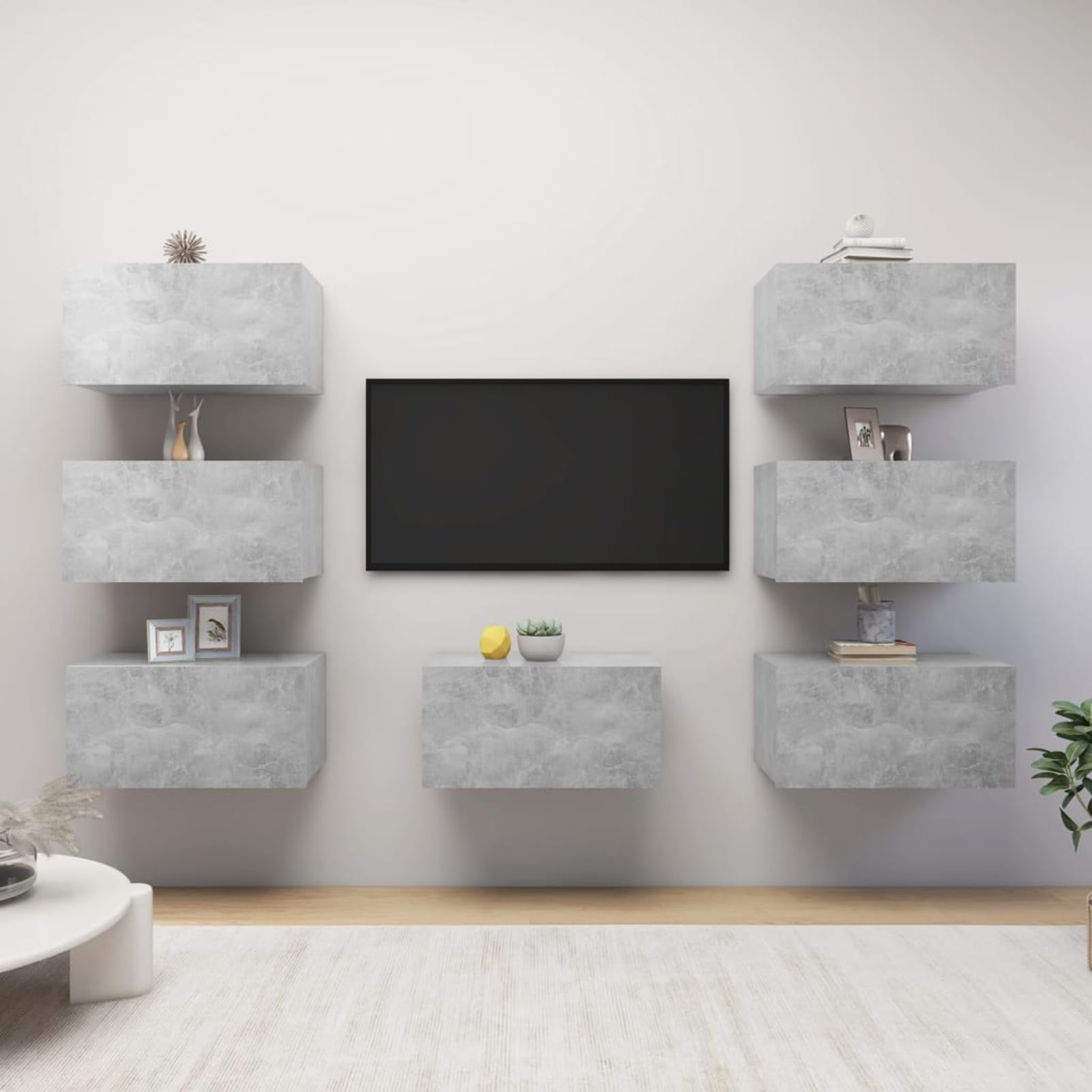 Armoires TV gris béton ATOMSTACK MAKER HOMELEN ensemble de 7 meubles de salon modulables