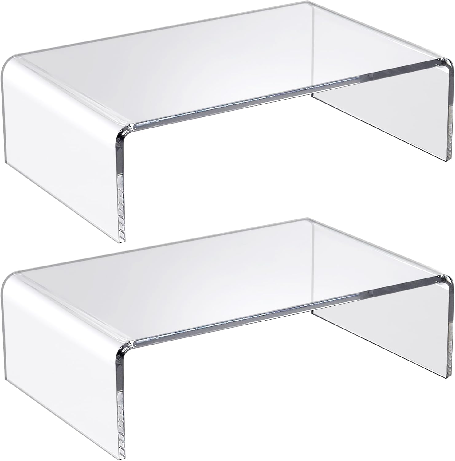 Amazing Abby Acrylic Monitor Stand Riser for Desk (2-Pack), Clear Plastic Computer Monitor Riser with Keyboard Storage, Heavy-Duty 3-3/8" Riser for PC Laptop Screen, Great for Home and Office Use
