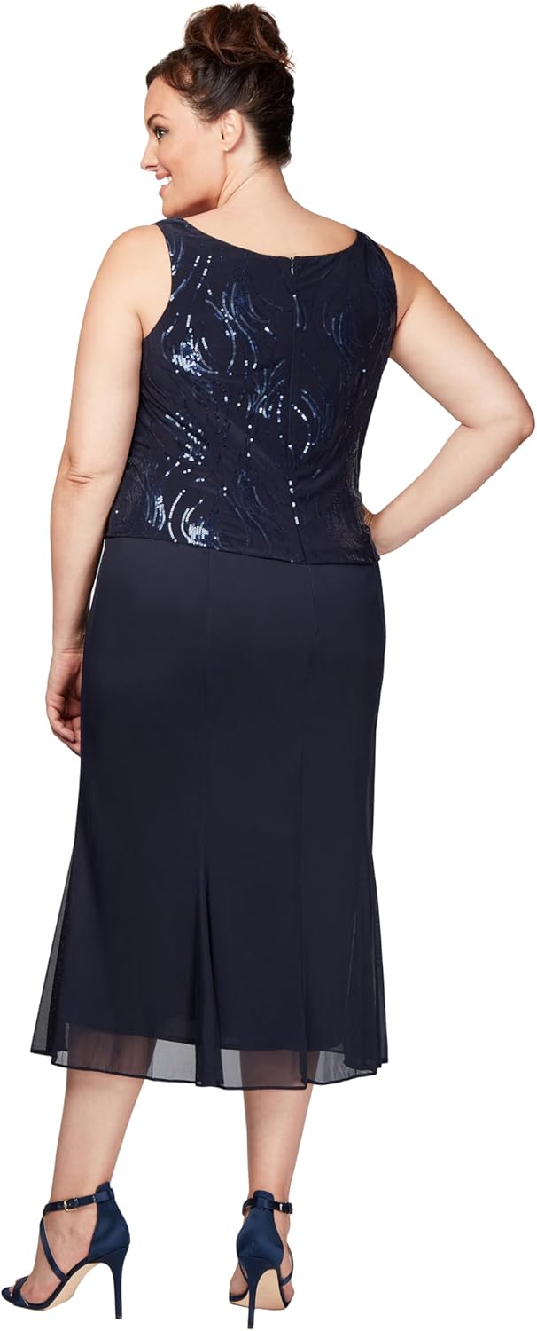 Alex Evenings Women's Plus Size Tea Length Button-Front Jacket Dress - Image 4