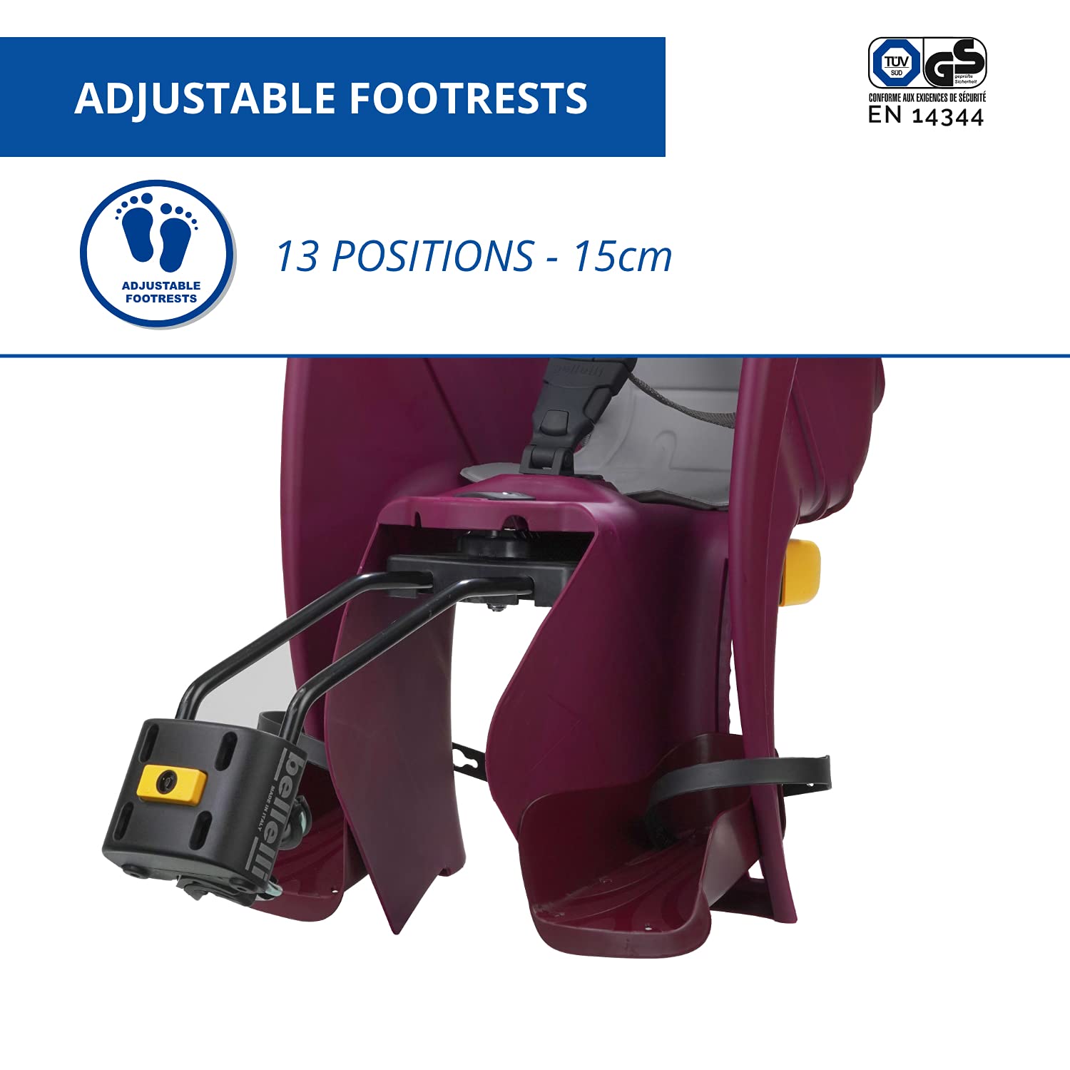 b bellelli Mr Fox - Seggiolino Bici Posteriore - Attacco Relax B-Fix: Si reclina Fino a 15° - Si Fissa al Telaio - dai 9 Mesi ai 8 Anni - Max 15 kg - Colore Plum Versione Luxury
