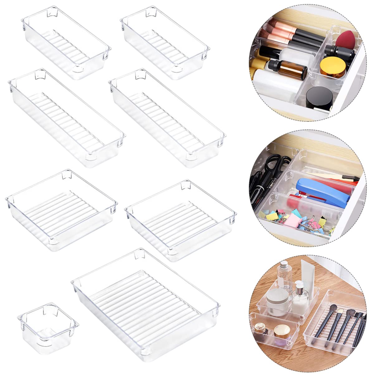 Organizzatore Cassetto Plastico Trasparente per Ufficio e Cucina Design Semplice