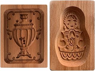 2PCS Novelty Cookie Cutter 3D Embossing Mold,Funny Trophy+Doll Carved Wooden Cookie Biscuit Mold Stamps for Gingerbread Mold,Baking Moulds