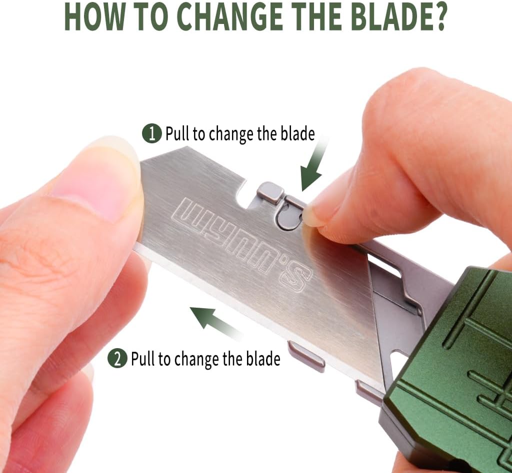 Aluminum Alloy Utility Knife with Clip, Box Cutter 10PCS Blades Replacement, Pocket Knife For Outdoor