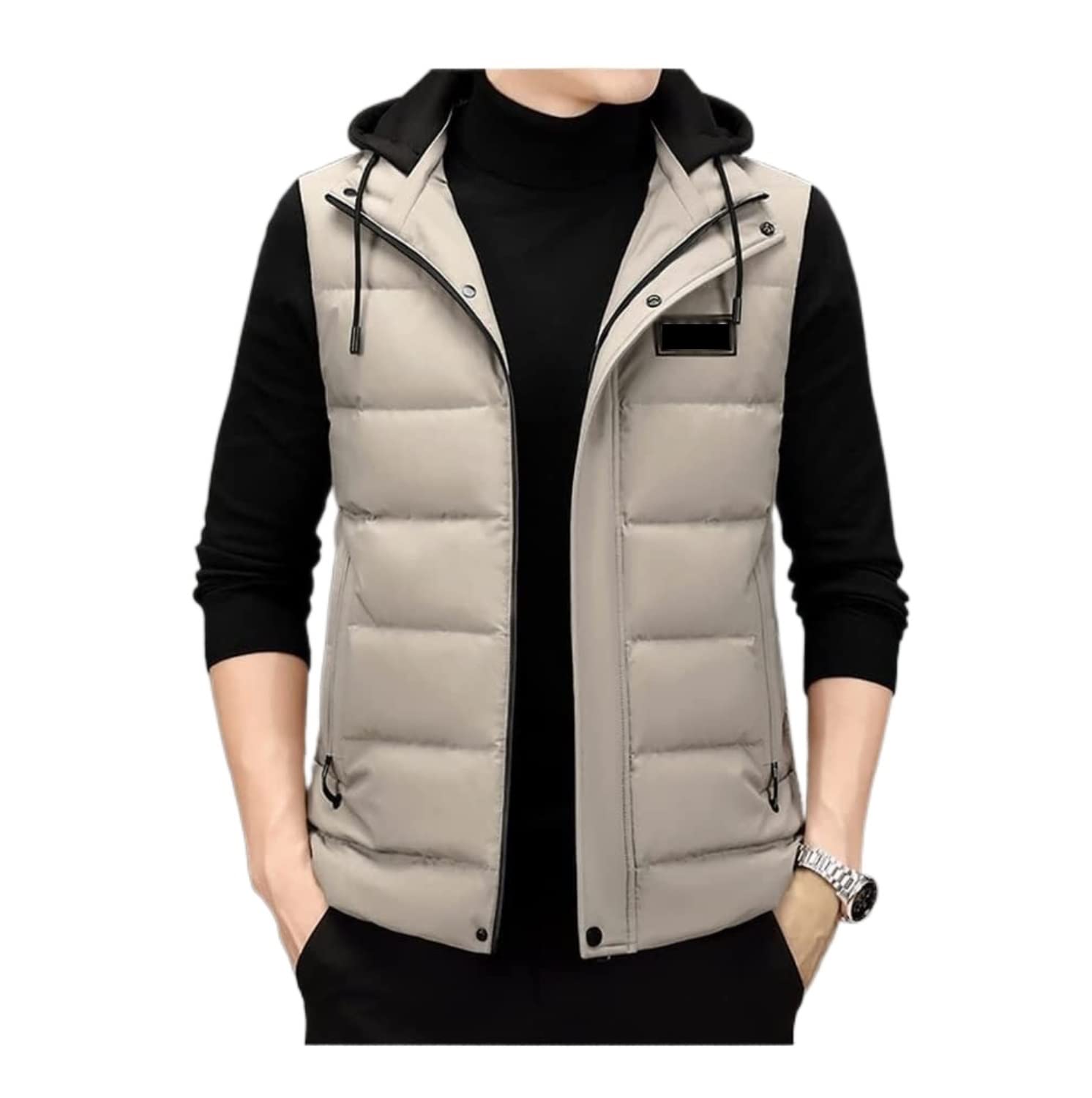 Chaleco casual para hombre ropa de abrigo con capucha invierno 4
