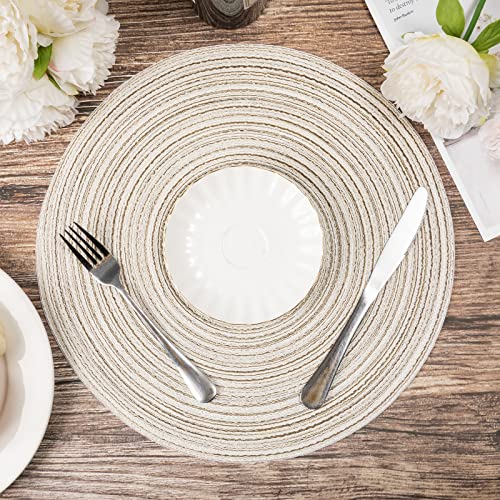 Shacos Round Placemats Set Of 6 Braided Circle Place Mat Washable 15 Inch Table Mats For Kitchen Dining Table Mixed Color (Ivory, 6) #TOP5