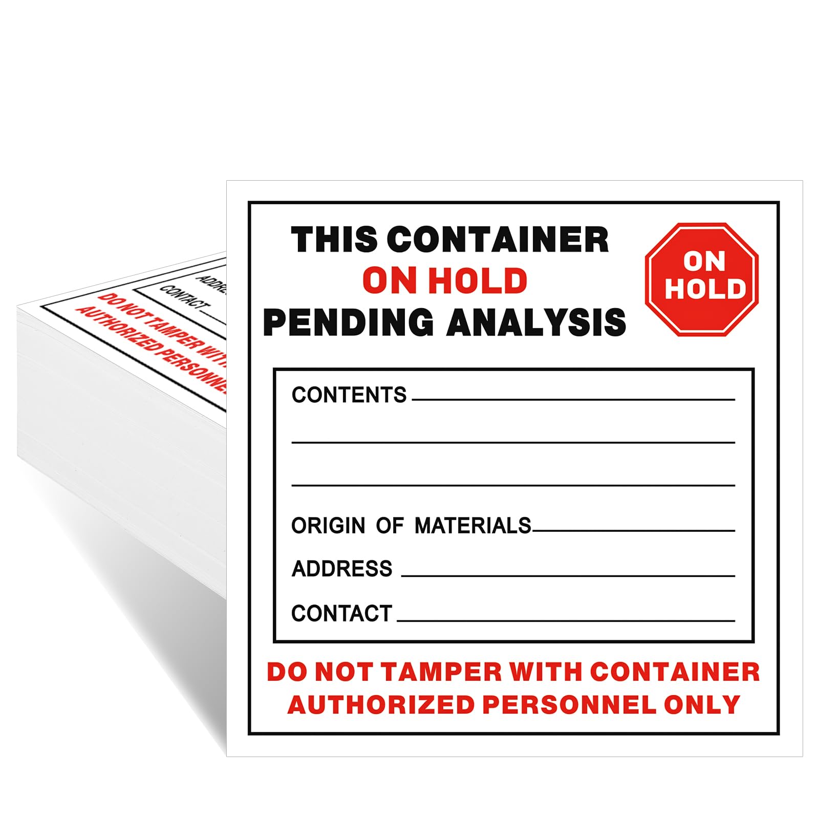 Harloon 100 Pack Hazardous Waste Labels Adhesive Vinyl, 6"x6" On Hold