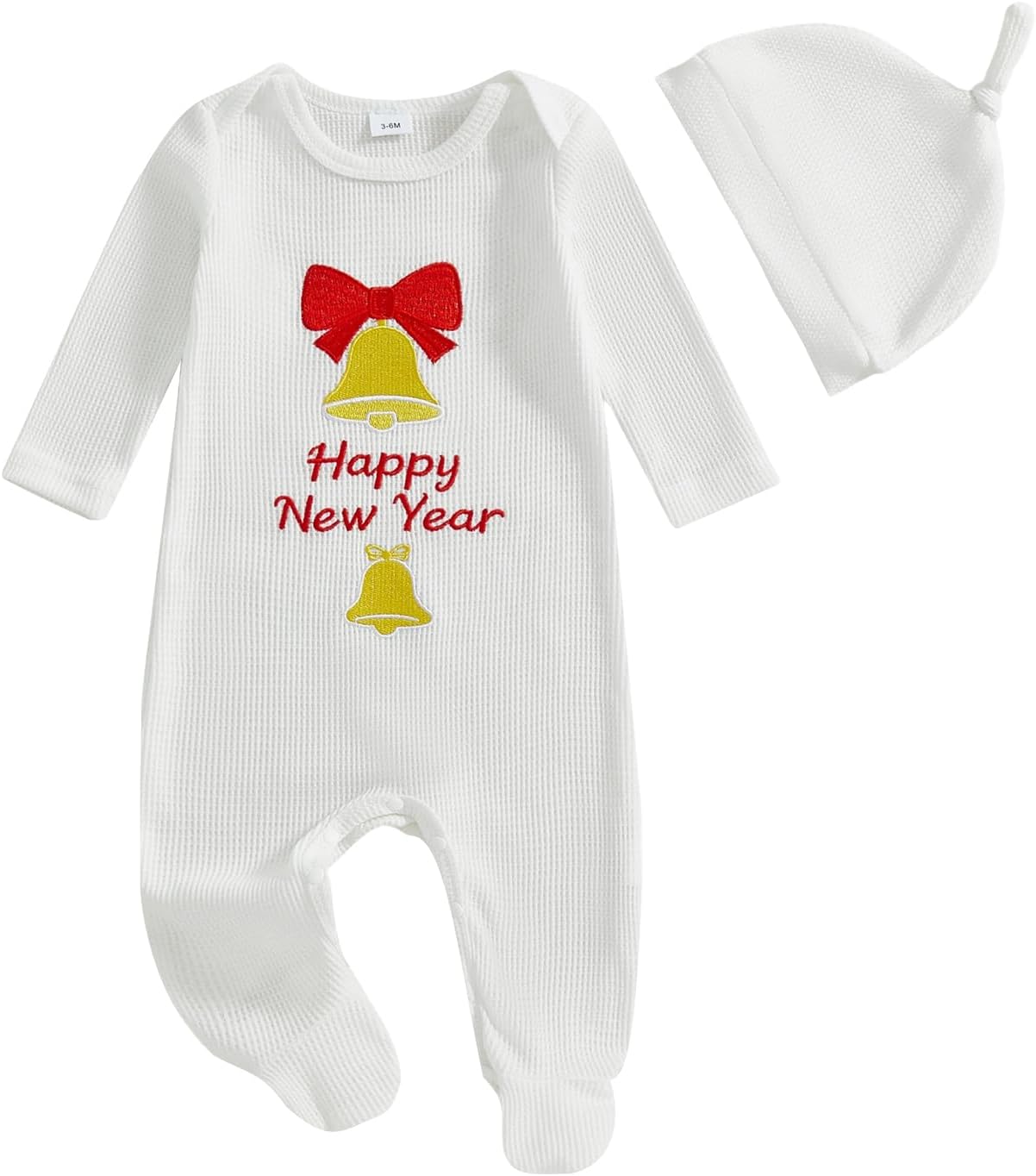 FYBITBO My First Christmas Baby Boy Outfit Newborn Boy Girl Santa-Capped Christmas Footie Romper Onesie Xmas Clothes