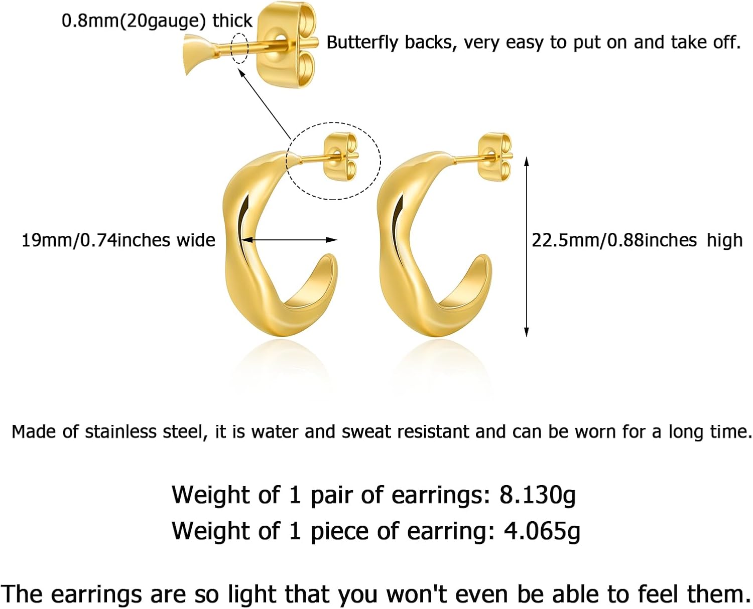 Lantine CZ Huggie Hoop Earrings Stainless Steel Mini Cubic Zirconia Sleeper Hinged Clicker Triple Double Cartilage Helix Small Hugging Hoop Earrings - Image 7