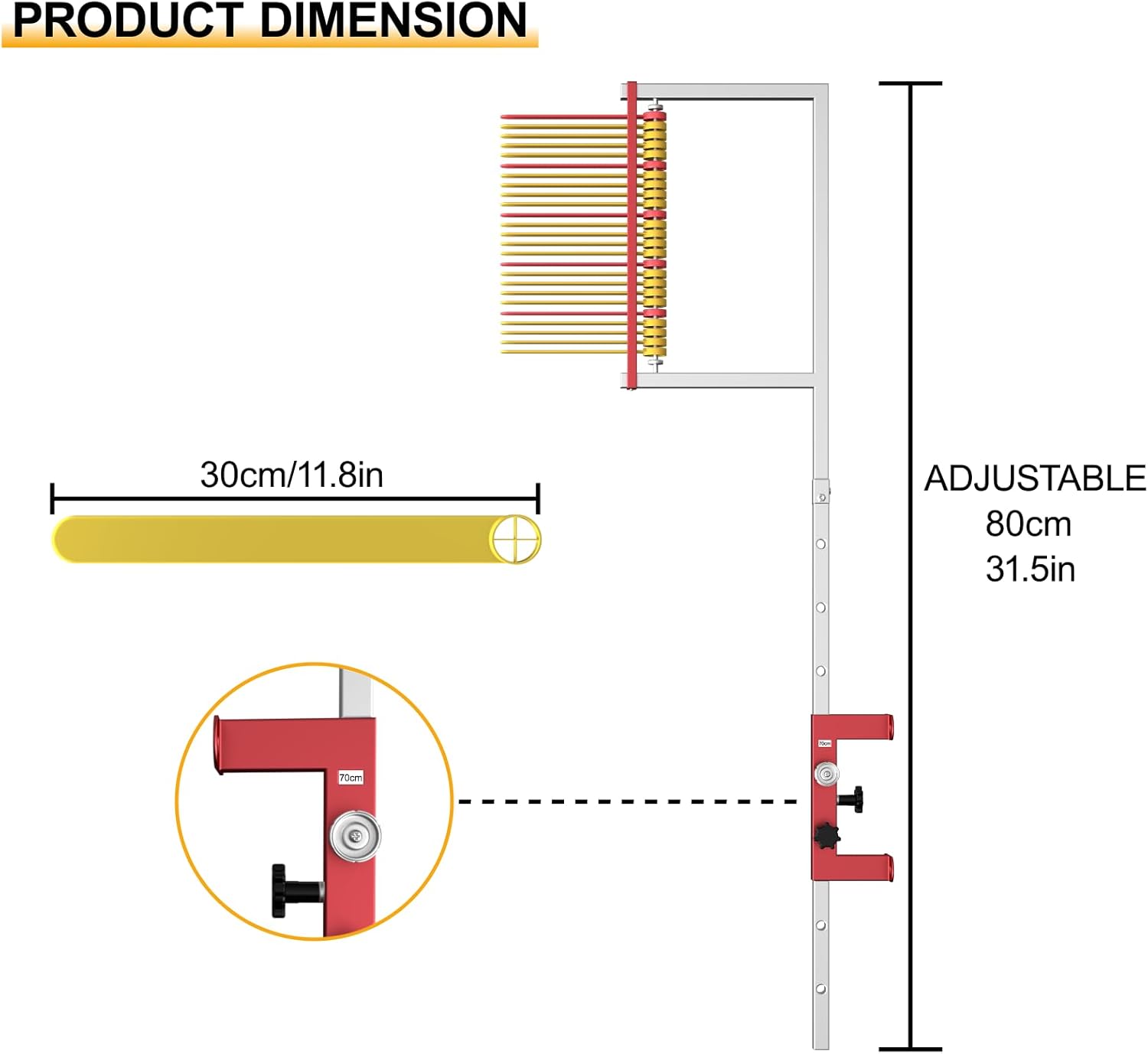 Wall Mount Vertical Jump Tester，Adjustable Height Vertical Jump Trainer, 2.29 FT Vertical Jump Measurement Tool, Jumping Test for Bakstball Volleyball Training (Wall Mounted, 2.29ft)