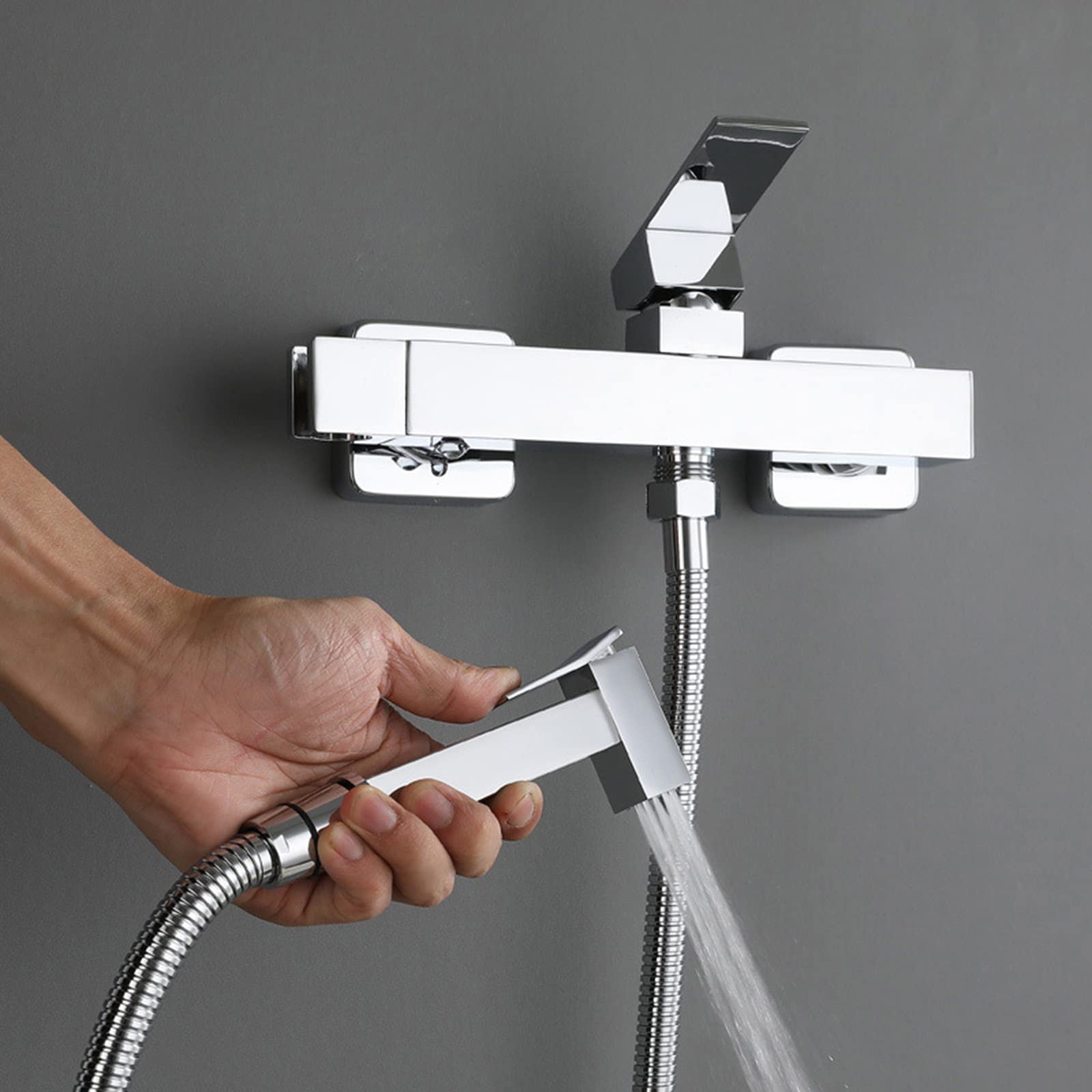 Rociador de mano de latón for inodoro Rociador de pañales de tela for bebés cromado for agua fría y caliente Grifo portátil con manguera for lavado femenino, lavado de mascotas, fácil de instalar
