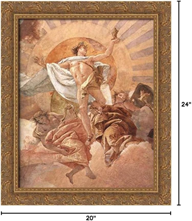 Apollo And The Continents [Detail 1] 20x24 Gold Ornate Wood Framed Canvas Art by Giovanni Battista Tiepolo