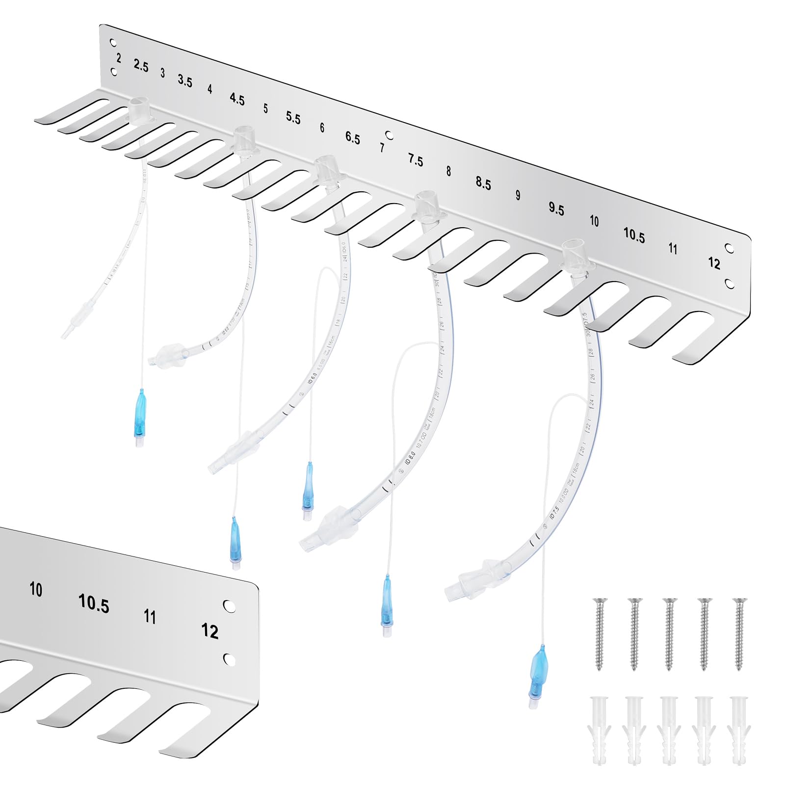 Lpxinjh Endotracheal Tube Holder 304 Stainless Steel Rack Wall Hanging Frame Endotracheal Tube Holders Intubation Hanger for Veterinary Equipment
