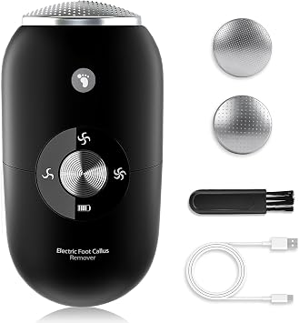 FIVAVA Electric Callus Remover Callus Remover Foot Electric with 2 Stainless Steel Grinding Heads Pedicure Set - for Removing Cracks Dead Skin & Calluses (Black)