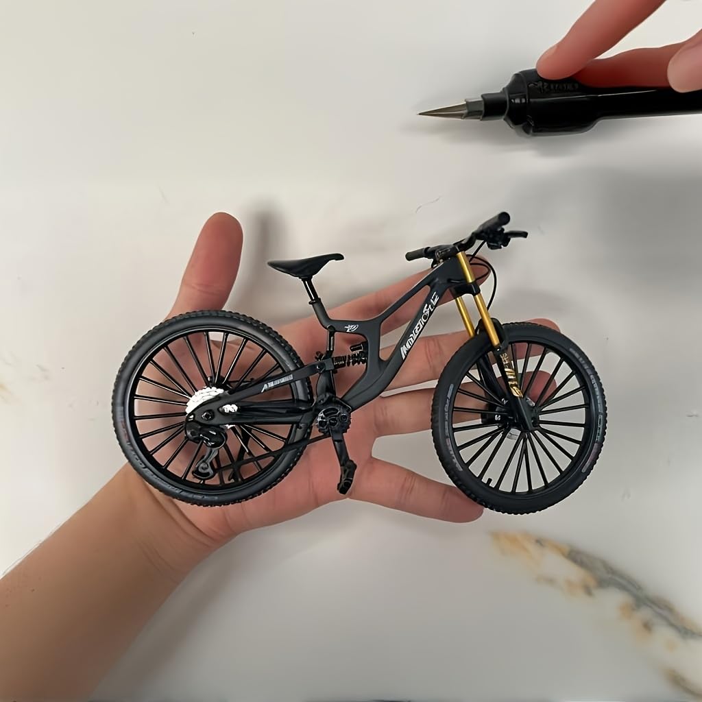 1: 10 ratio die cast alloy mini BMX mountain bike finger bike model toy desktop decoration craft suitable for bike enthusiasts, bike racers, children, boys and girls (gray)