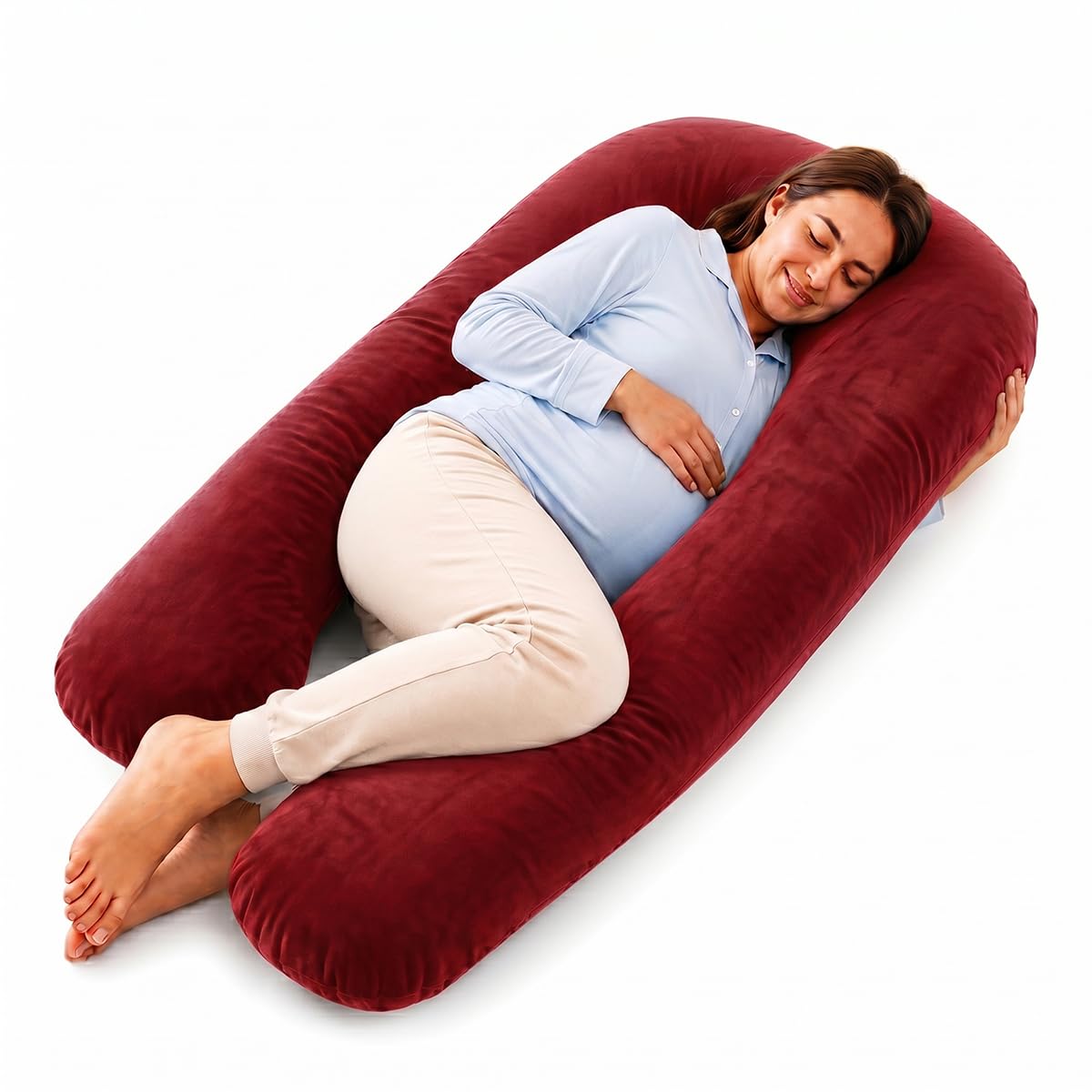 Amazon Basics Full Body Pregnancy Pillow for Maternity,Baby Nursing,Full Body Support-Abdomen,Hip,Spine,Neck&Leg Support