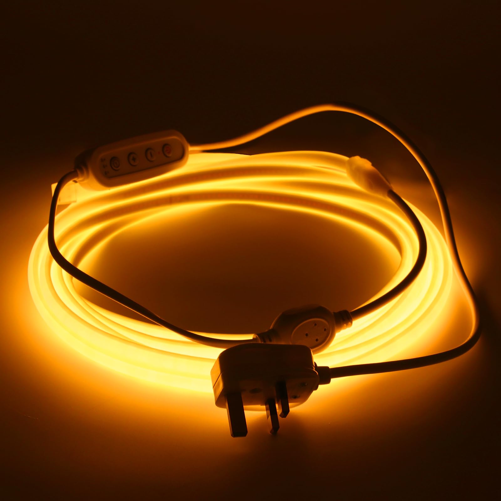 Wisada 220V Dimmable Timer COB LED Neon Strip [6M, Yellow], IP65 Waterproof Flexible, 288 LEDs/M Cuttable FCOB LED Strip CRI90+, Home and Store Decoration
