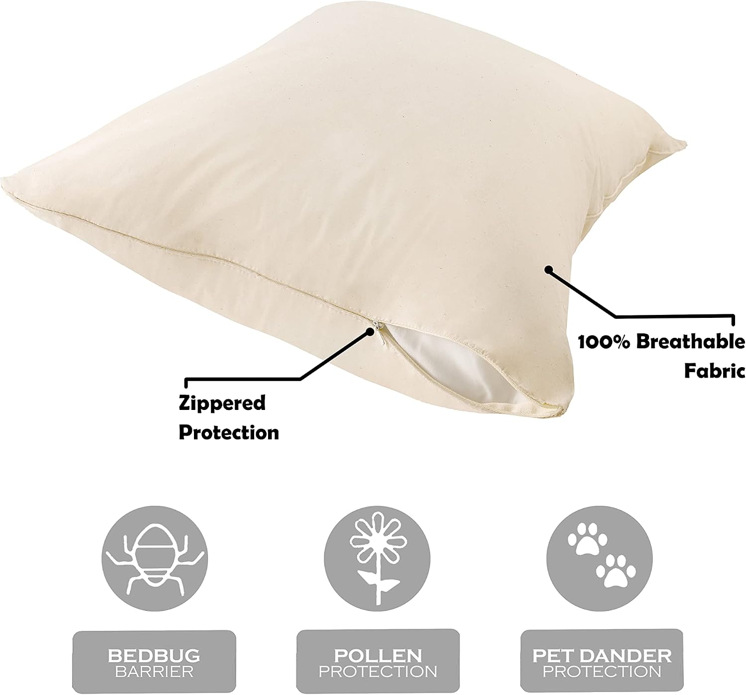 AllerEase Organic Cotton Pillow Protector, King, 1 Pack
