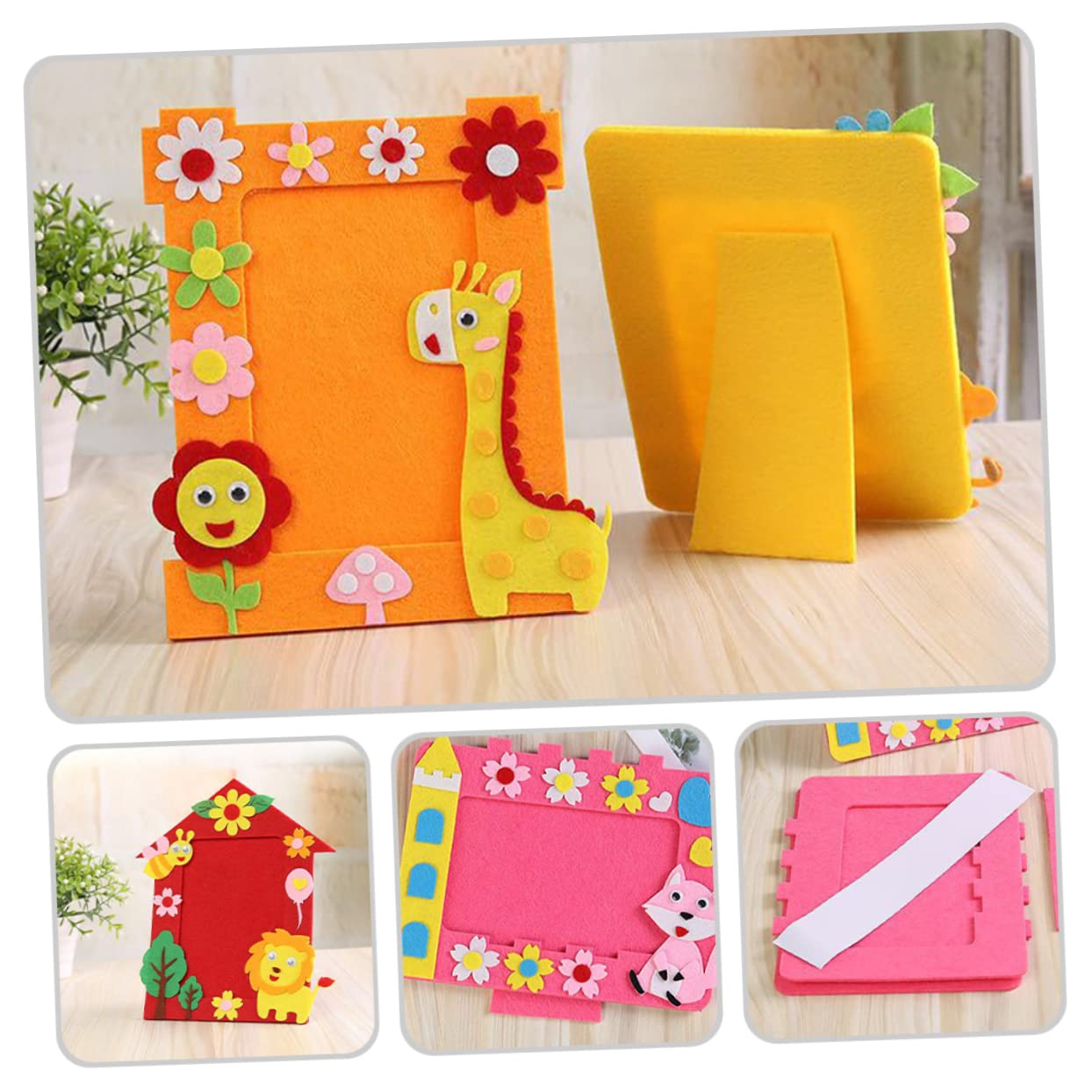MAGICLULU Diy Photo Frame 4pcs Non-woven Handmade Frame Kids Craft Preschool Kindergarten Classroom Decor