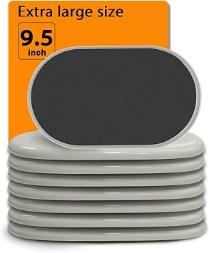 Extra Large Furniture Sliders for Carpet, 9.5 Inch Heavy Duty Reusable Moving Pads for Carpet and Hardwood Floors, Glides to Protect Surfaces and Easy Relocation