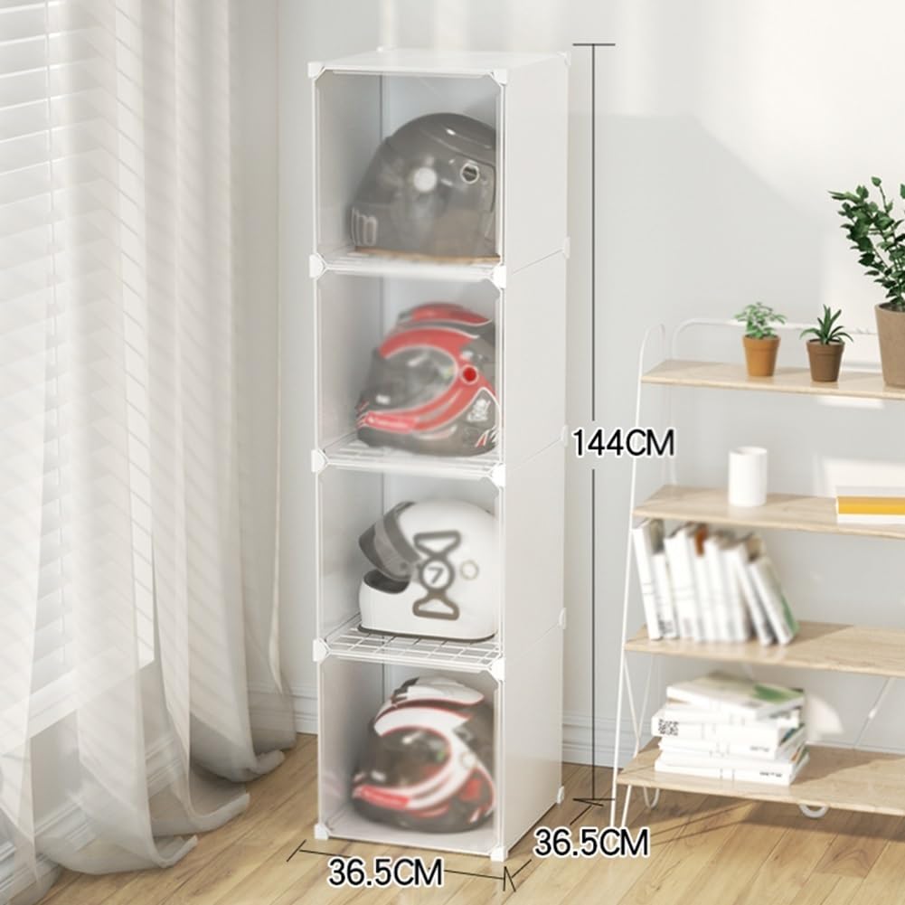Vetrina per casco da moto, quadrata, in acrilico, per caschi, scatola protettiva per abbigliamento, borse e libri, colore bianco per oggetti da collezione