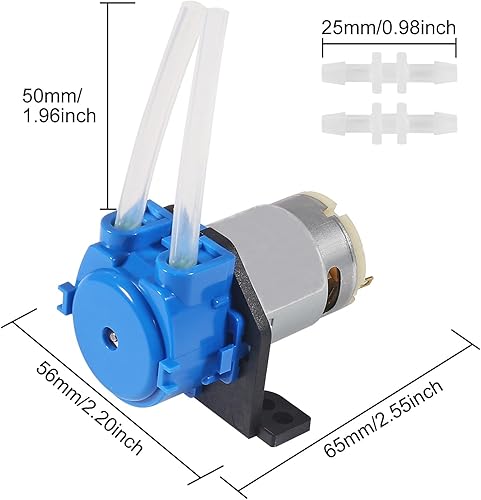 Miniatura 7 de Bomba dosificadora peristáltica de flujo bajo, bomba de dosificación pequeña líquida con conector para acuario de laboratorio analítico, 2 uds, 12