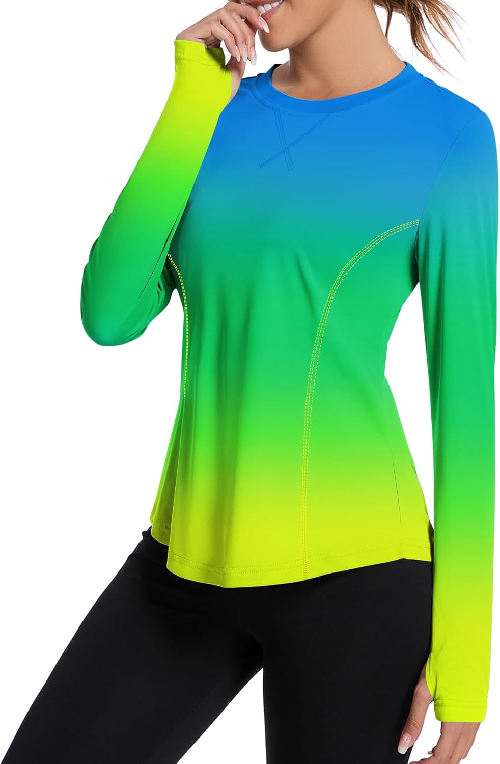 Avoogue Women UPF 50+ UV Shirts Long Sleeve with Thumb Holes Workout Sun Shirt Quick Dry Athletic Hiking Running Tops
