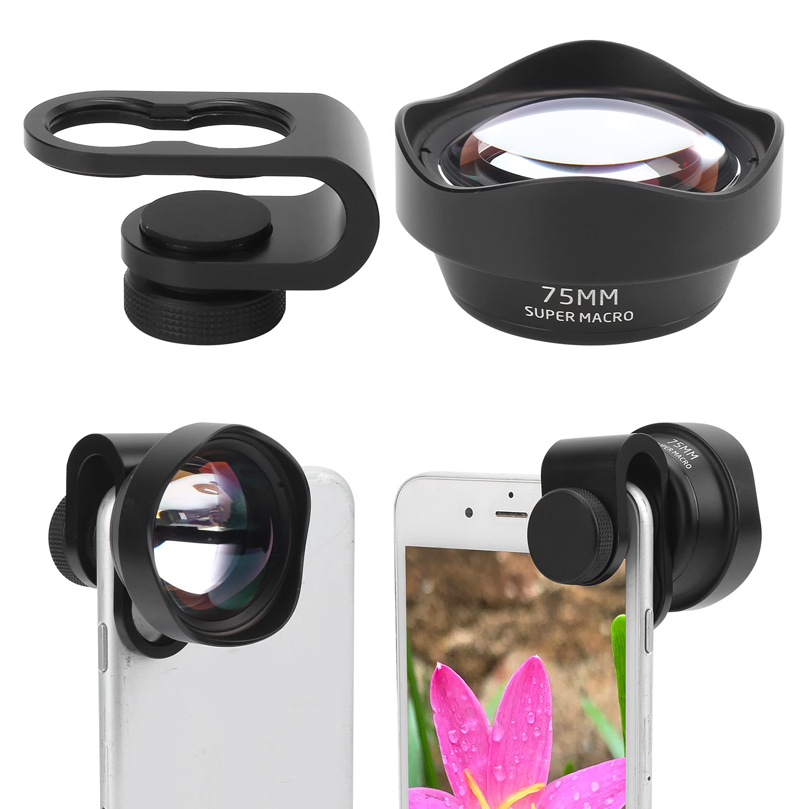 Obiektyw makro do telefonu komórkowego 75 mm, powiększenie 10X M14 X P0.75 Aparat telefonu komórkowego Obiektyw makro Zewnętrzny asferyczny obiektyw makro 40–75 mm z bliską ostrością, do telefonu z sy