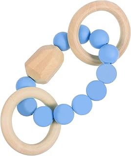 SECFOU 1Pc Mordedor Pulseira Crianças Brinquedos De Madeira Brinquedos De Mastigar Bebê Brinquedos De Mastigar Crianças Brinquedo Molar Infantil Mordedor Pulseira Anel De Mordedor Molar