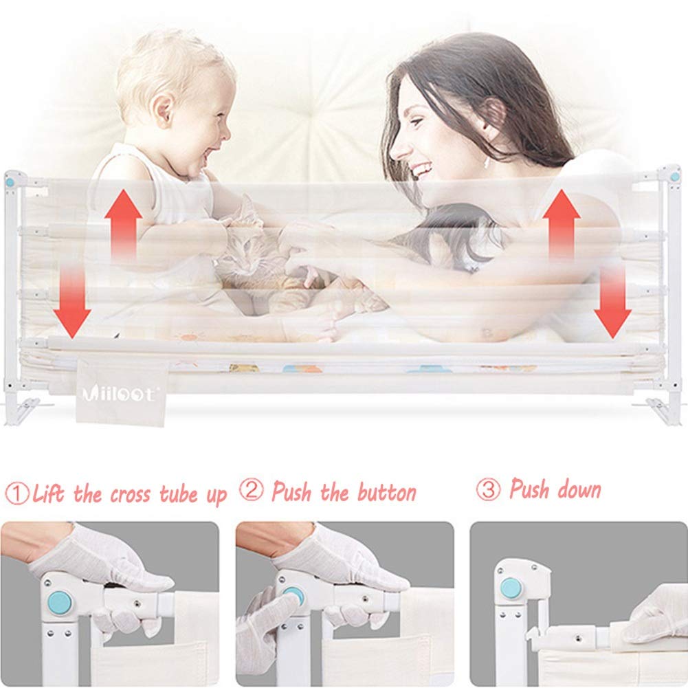 Barandillas para Cama, Separador de Cama, Funda extraíble y Lavable, Valla para Cuna Ajustable en Altura (Color: C, Tamaño: 2 m)