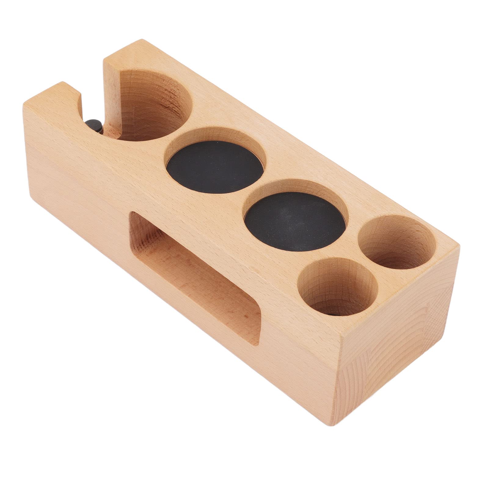 Coffee Squeeze Station, Beech Wood 5 Holes Easy Access Non-Slip Coffee Tamper Holder for Coffee Stirrer for Ovens (L)
