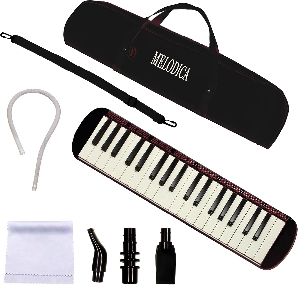 Negro - Piano de aire profesional melódica de 37 teclas | Instrumento de armonio con teclado estilo soprano de alta calidad, adecuado para principiantes y amantes de la música, instrumentos portátiles