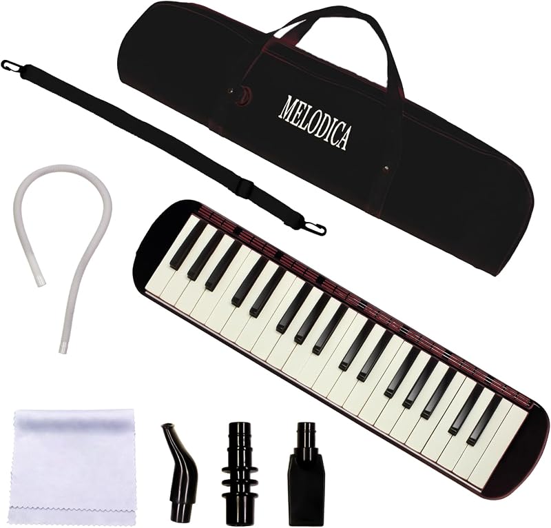 Negro - Piano de aire profesional melódica de 37 teclas | Instrumento de armonio con teclado estilo soprano de alta calidad, adecuado para principiantes y amantes de la música, instrumentos portátiles