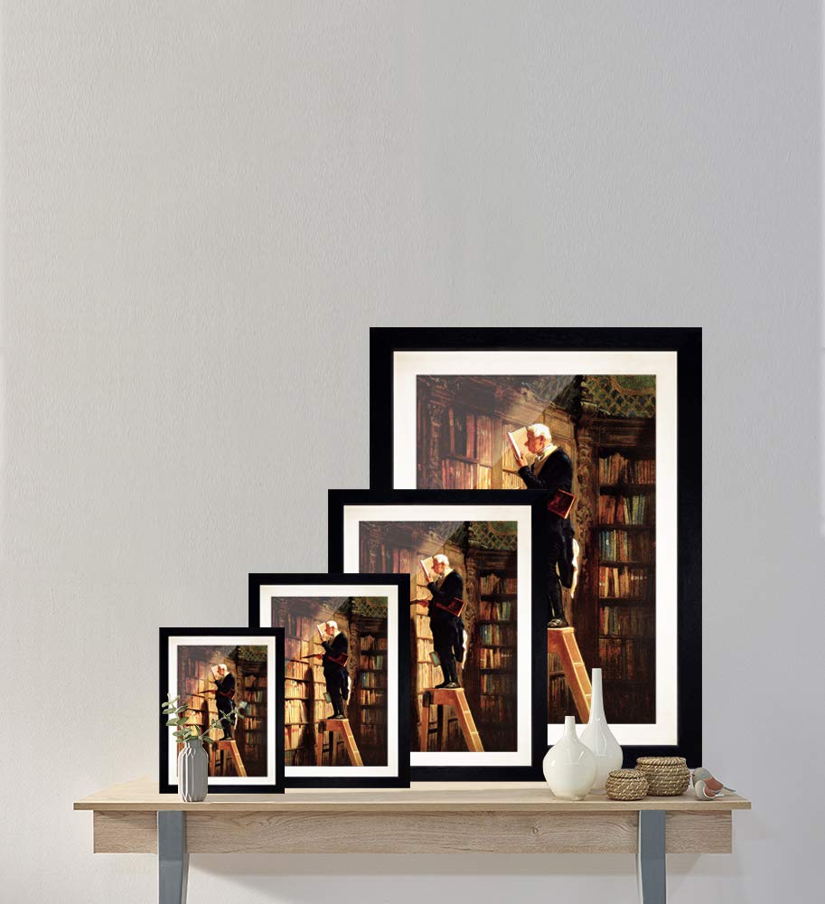 Bilderdepot24 Bild mit Rahmen - Carl Spitzweg Der Bücherwurm 40x60 cm ca. A2 - Gerahmter Kunstdruck inkl. Galerie Passepartout Alte Meister - Rahmen schwarz