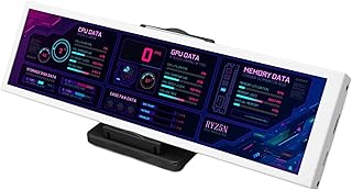 ciciglow IPS LCD Monitor, 8.8in IPS Long Touch Monitor for Raspberry Pi, for Linux, for Windows CPU GPU SSD Data Temperature Monitor for Aida64 Software (White)