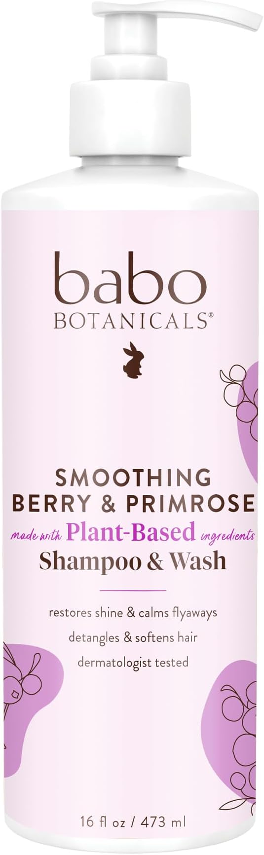 Smoothing Berry 2-in-1 Shampoo & Wash - Detangling & Nourishing - Eliminates Frizz & Prevents Static - Evening Primrose Oil - For all ages - Light Berry Fragrance- Vegan