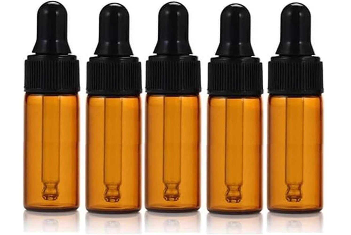 CMJ™ 5 x 5ml AMBER Glass Bottles Ear Eye Drops Pipette Dropper Black Lid Aromatherapy Empty (5 Bottles)