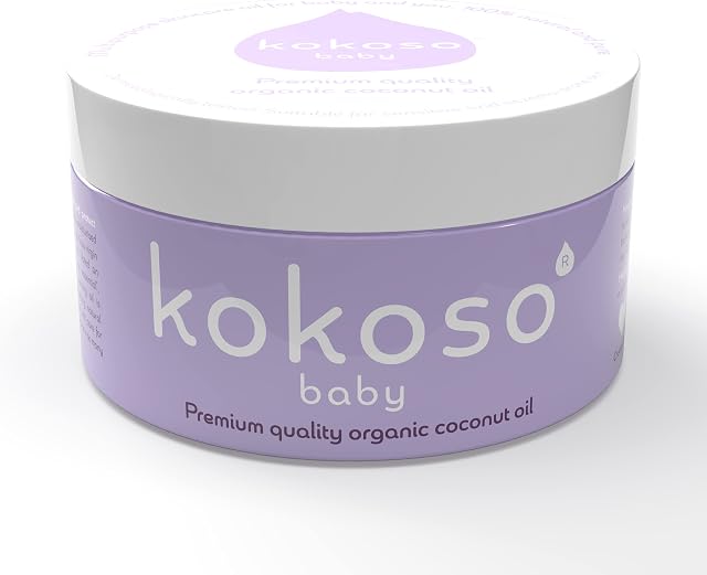 Kokoso Baby Organic Coconut Oil  Moisturising 100% Natural Baby Oil for Baby Massage, Dry, Sensitive and Normal Baby Skin (168g)