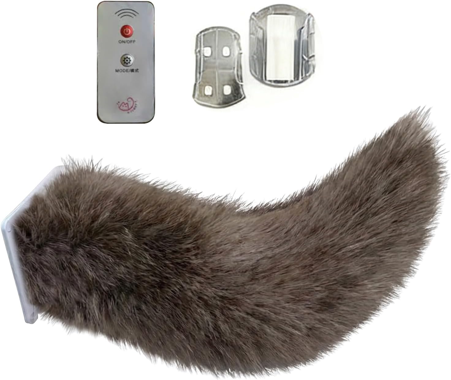 Remote Control Electric Car Tail - Cute Fuzzy Wagging Tail (Khaki)