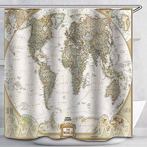 10 Best 10 World Map Shower Curtain Cloth Of 2021 of 2021