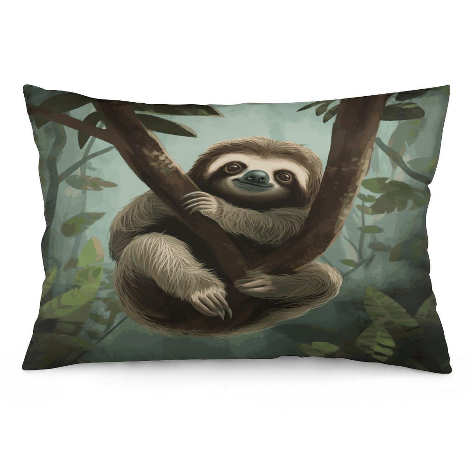 Sloth2 Throw Pillow Covers with Silent Zipper Polyester Pillow Protectors Removable Pillow Cases Soft Pillowcase Cozy Pillow Sham Cushion Cover for Sofa Car Bed 20"x30"