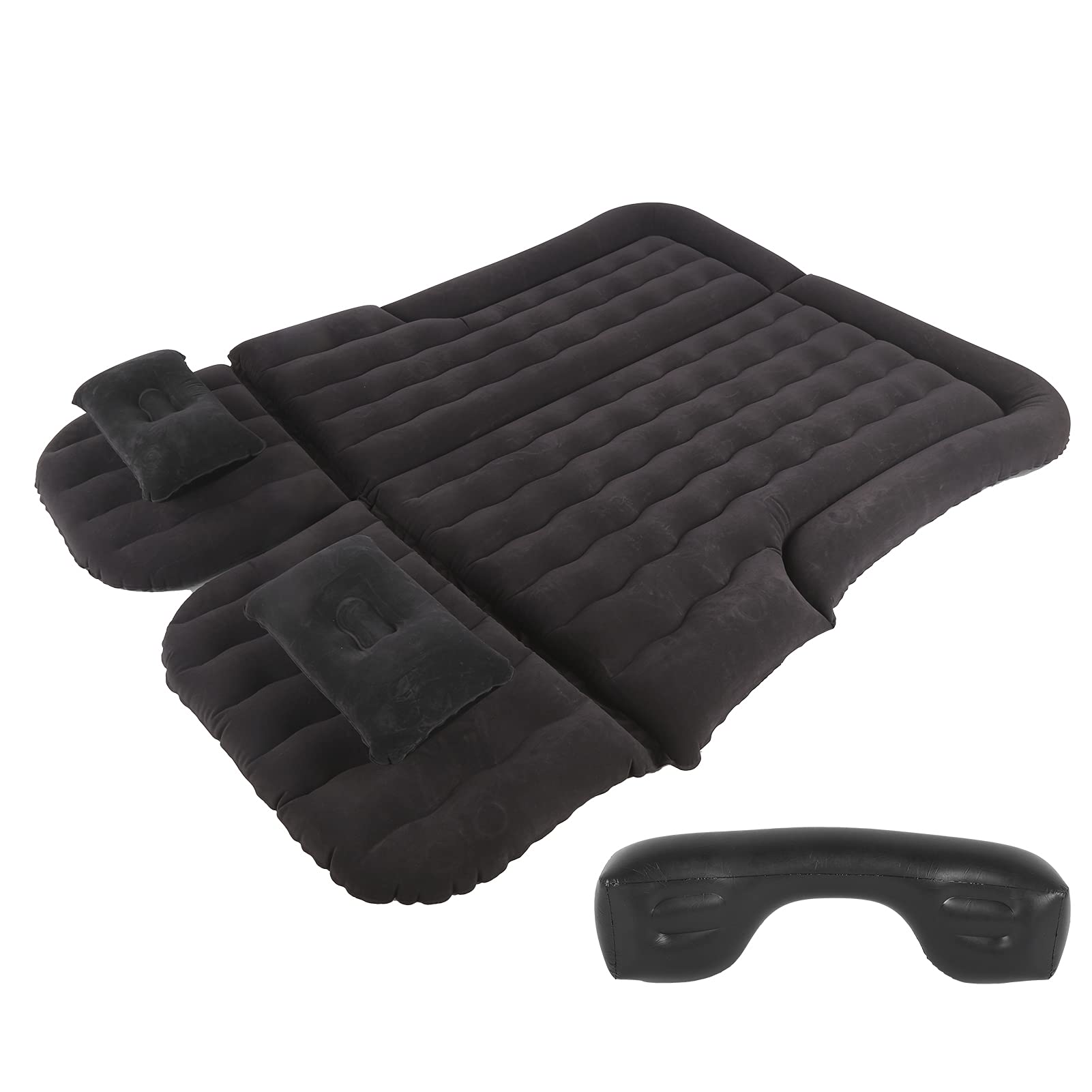 Alomejor Materac Dmuchany Materac Samochodowy Flokowany PVC 174 X 126 Cm Pompa Elektryczna 12 V Blokująca Hałas Wypełniacz Szczelin Płaska Szeroka Powierzchnia do SUV MPV RV Travel Camping (BLACK)