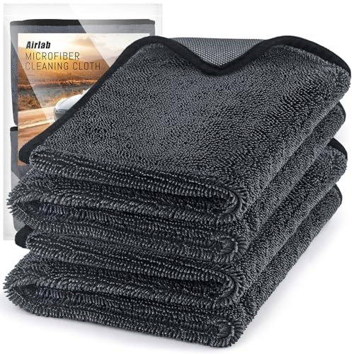 Airlab 2XL Chiffon Microfibre Séchage Voiture 60x40CM, 600GSM Serviette Super Absorbant Anti Rayures Polissage Detail Auto Moto Vitre Salle de Bain, Lingette Entretien Professionnel Efficace Nettoyage