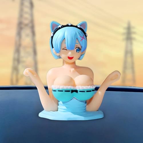 Miniatura 6 de Dimcaso Adornos de automóvil que sacuden el pecho, figura de anime para niña, decoración de tablero de automóvil, figuras coleccionables, linda