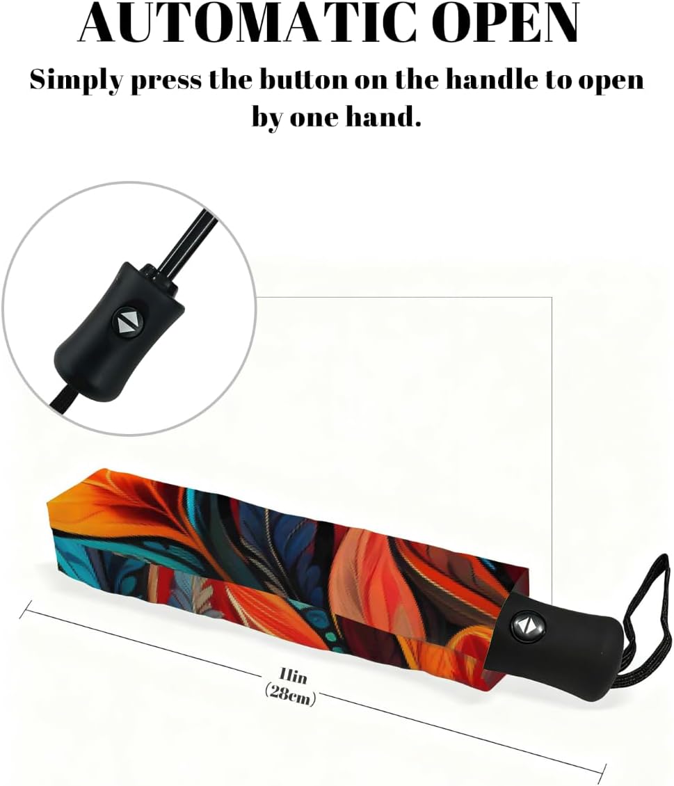 Bohemian Floral Paisley Flower Folding Umbrella Windproof Compact Lightweight Travel Umbrella with 8 Reinforced Ribs, Portable UV Sun & Rain Protection for Men & Women