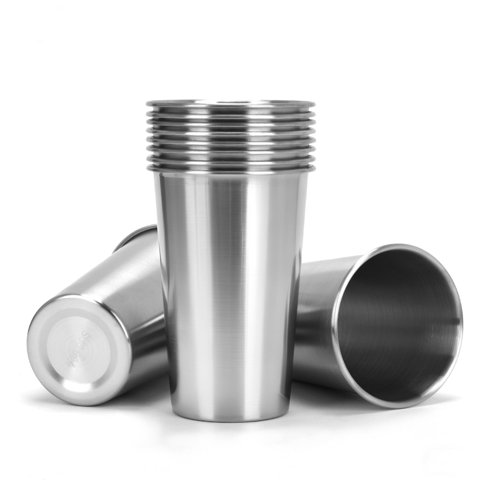 BSDLZCH Stainless Steel Cup Metal Drinking Glasses, 10 PCS Reusable Water Cups Portable Drinkware Set for Home, Restaurants, Travel, Camping(16oz/450ml)