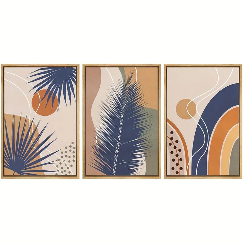 WBYZAC Botanical Posters-Canvas Print Wall Art Geometric Palm Leaf Botanical Landscape Abstract Nature Modern Art For Living Room Bedroom Office Decor-60 * 80cm*3PCS (No Frame)