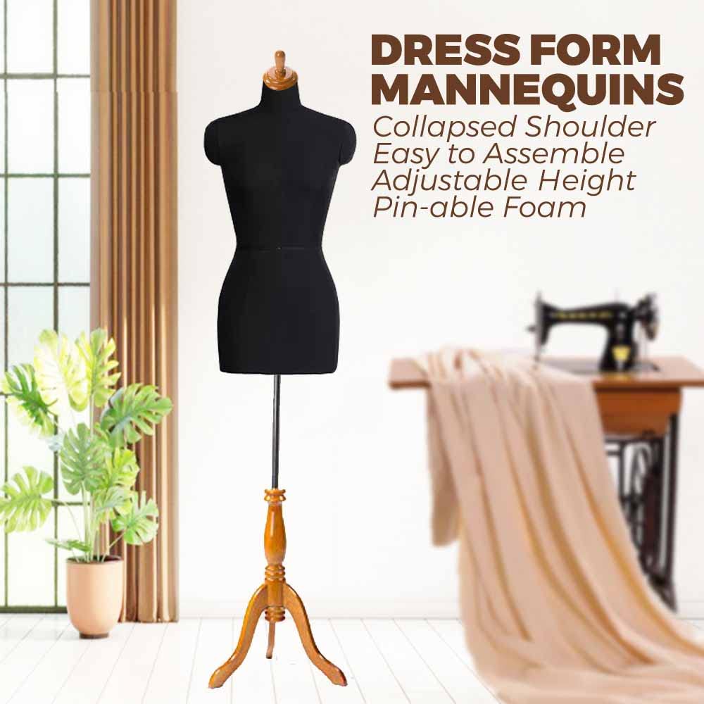 LOCOMOTO Female Mannequin - Female Black Dress Form Natural Wooden Base Mannequin Premium Store Display Dummy Mannequin Dummy Model Hanger Dress Kurti Display Stand (Black, Size-08) (B07DRMY31Q) Amazon Price History, Amazon Price Tracker