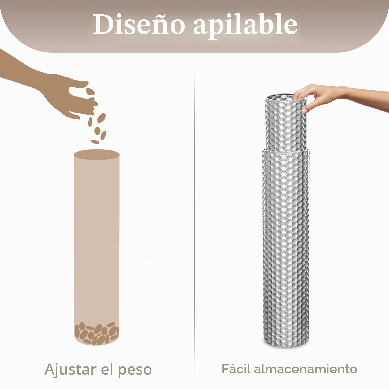 Sziqiqi Jarron de Suelo Alto Plateado: 70/55 cm Jarron Alto Suelo para Suelo Set of 2 para Hierba de Pampas Artificial - Jarrones Grandes para Suelo para Decoración de Salón Interior Pasillo Chimenea