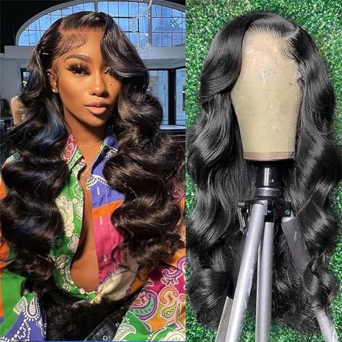 Image of MUZOJET Body Wave Lace Front Wigs Human Hair HD 13x6 Lace Front Wigs Human Hair Pre Plucked 180 Density 10A Frontal Wigs Human Hair wigs for Black Women Glueless Wigs Pre Plucked 32 Inch